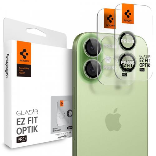 Folie de protectie Camera Spate Spigen GlastR EZ FIT Optik Pro pentru Apple iPhone 17 / 16 Plus / 16, Sticla Securizata, Set 2 bucati