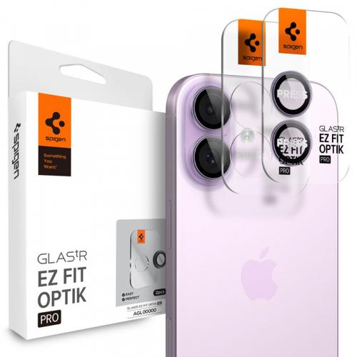 Folie de protectie Camera Spate Spigen GlastR EZ FIT Optik Pro pentru Apple iPhone 17 / 16 Plus / 16, Sticla Securizata, Set 2 bucati