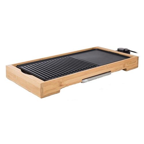 Gratar electric, TRISTAR, 2000W, 36x24.4 cm, cadru bambus, plita incorporata, tava antipicurare, suprafata non aderenta