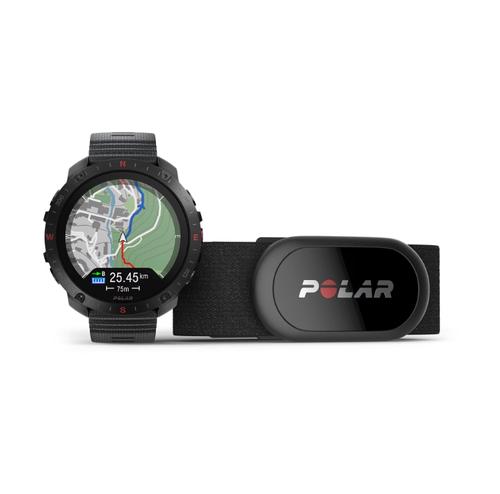Smartwatch Polar Grit X2 Pro + H10, Ecran AMOLED 1.39inch, GPS, Bluetooth, 32GB Flash, S-L, Busola, Saturatie Oxigen, Giroscop (Negru)