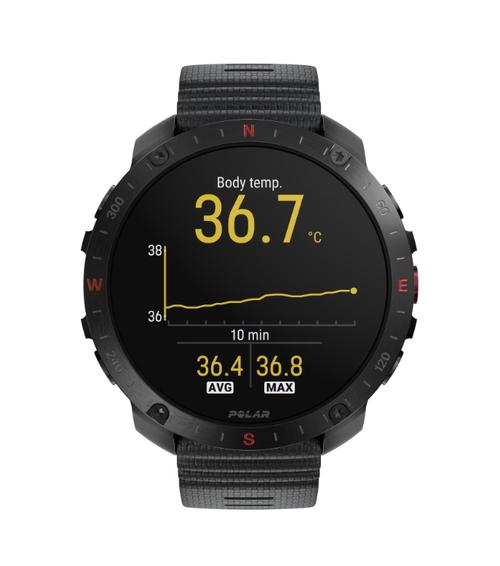 Smartwatch Polar Grit X2 Pro, Ecran AMOLED 1.39inch, GPS, Bluetooth, 32GB Flash, S-L, Busola, Saturatie Oxigen, Giroscop (Negru)