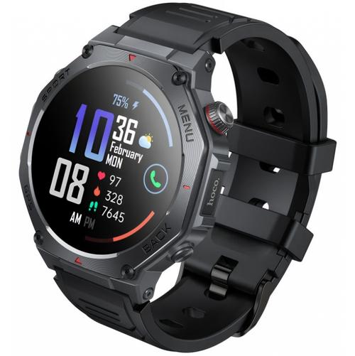 Smartwatch HOCO Y37 Call, Ecran AMOLED 1.43inch, GPS, Apel Bluetooth, Masurare Ritm Cardiac, 3 ATM (Negru)