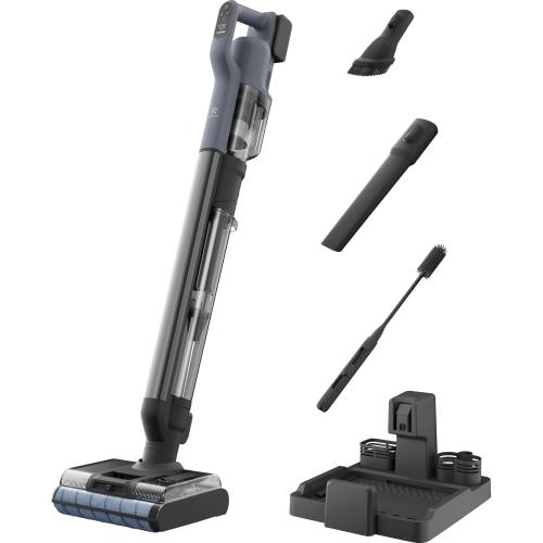 Aspirator vertical cu Spalare Seria 800 Wet&Dry Electrolux EW82U1DB, stand de incarcare cu functie auto-curatare & uscare role la 70°C, motor BLDC, Autonomie maxima 35 min, duze pentru spatii inguste (Albastru/Gri)