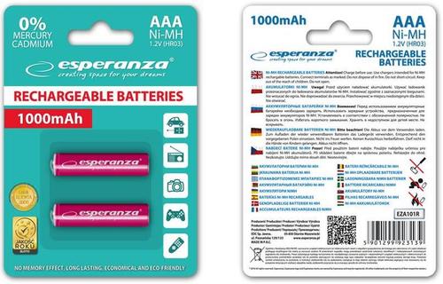 Acumulatori Foto Esperanza EZA101R, AAA, Ni-MH, 1000mAh x 2