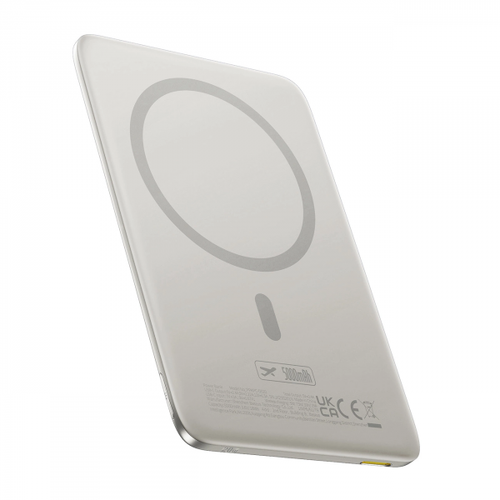 Baterie Externa Wireless Baseus PicoGo AM41, 5000mAh, 20W, PD + FQI, 1 x QI - 1 x USB-C (Bej)