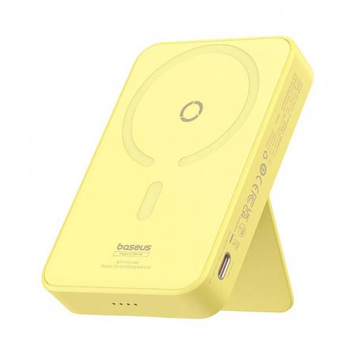 Baterie Externa Wireless Baseus MagPro PPCXZ05, 5000mAh, 20W, PD + FQI, 1 x QI - 1 x USB-C, P10064101Y23-00 (Galben)