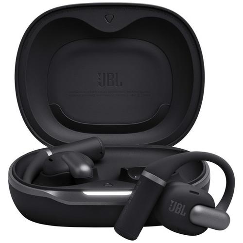 Casti Alergare Open-Ear JBL Sense Pro, True Wireless, Bluetooth, Hi-Res Audio, 4 microfoane, Multipoint, Autonomie 38 ore, Negru
