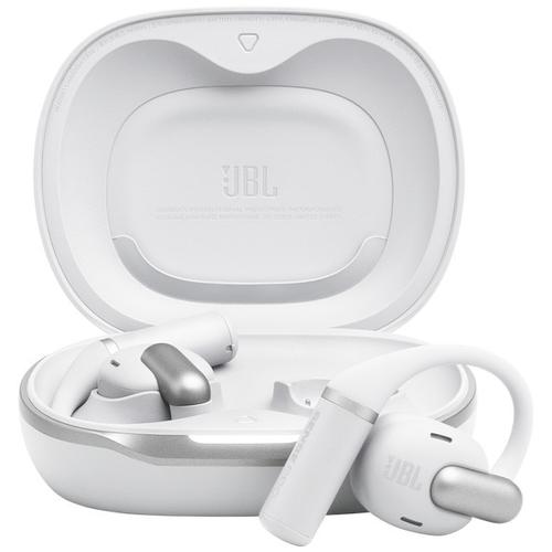 Casti Alergare Open-Ear JBL Sense Pro, True Wireless, Bluetooth, Hi-Res Audio, 4 microfoane, Multipoint, Autonomie 38 ore, Alb