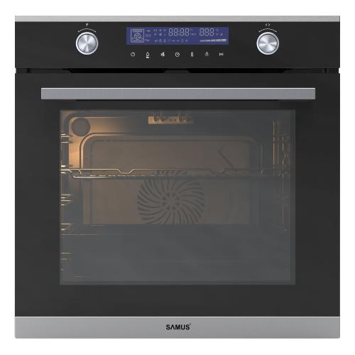 Cuptor incorporabil Samus SC631GD13, 74 l, 3440 W, 13 functii, Gatire 3D, Grill electric, Ventilator, Timer digital (Negru)