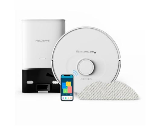Aspirator robot Rowenta X-Plorer S75 S+ RR8587WH, 31W, 4 in 1, Smart Aqua Power, recipient praf 0.26L, recipient apa 0.3L, timp incarcare 4h, putere aspirare 2700Pa, 3 senzori de cadere, statie de incarcare, autonomie 120 min (Alb)