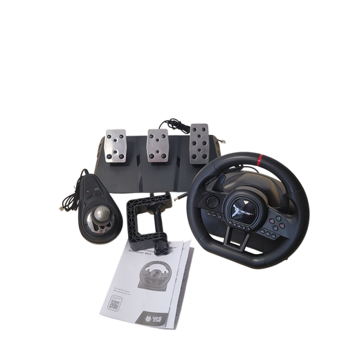 Set volan cu pedale si schimbator Tracer SimRacer TRAJOY47345 GameZone, 6in1, PlayStation 4, PC, Xbox One, Series X/S, Nintendo Switch (Negru)
