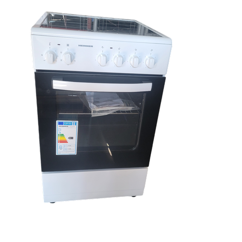 Aragaz electric HEINNER HFSC-S56E4VWH, plita vitroceramica, 4 zone de gatit, Cuptor electric, Clasa A, Grill, Ventilatie, 50x60 cm (Alb)