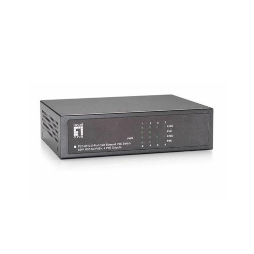 Switch LevelOne FEP-0812, 8 porturi (4 PoE), Negru