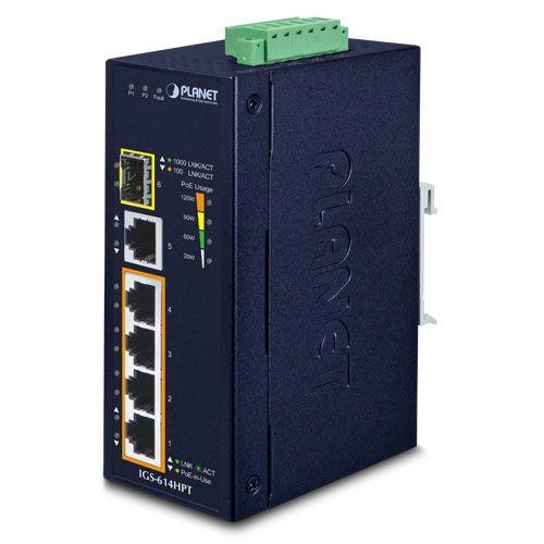 Switch Planet IGS-614HPT, 4 porturi, PoE, Albastru