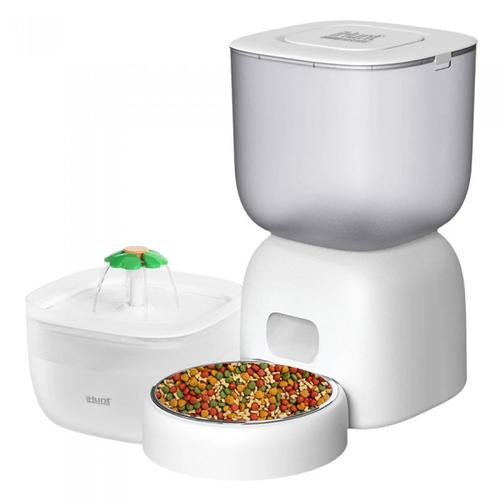 Hranitor automat iHunt Smart Pet Care Pack, 3L si fantana apa 2L pentru animale de companie (Alb)