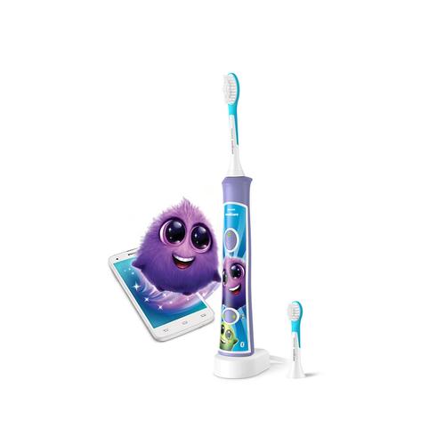 Periuta de dinti electrica pentru copii Philips Sonicare HX6322/12, 2 moduri de periaj, 2 niveluri de intensitate, 62.000 miscari/minut, contine 2 capete de periere: pentru 3 si 7 ani, 8 stikere, conectare aplicatie Philips Sonicare for Kid