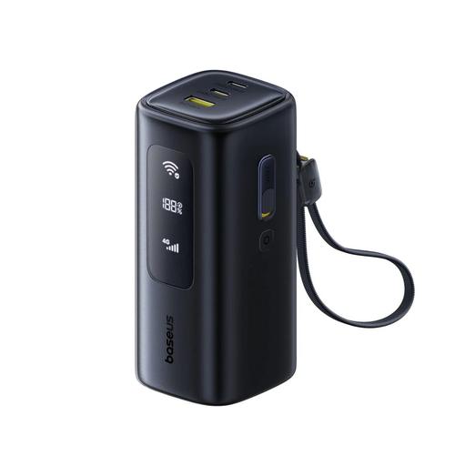 Acumulator extern Baseus EnerGeek GX11 MiFi, 20000 mAh, 67 W, Suport 4G, 2x USB Type-C, 1x USB-A (Negru)