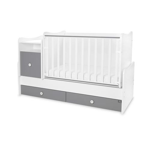 Mobilier multifunctional Lorelli Trend Plus Trio White Stone Grey, 167 x 72 x 105 cm, transformabil in 2 variante, sistem leganare, grilaj culisant si detasabil, Alb/Gri