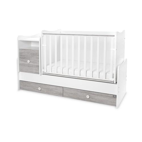 Mobilier multifunctional Lorelli Trend Plus Trio White Artwood, 167 x 72 x 105 cm, transformabil in 2 variante, sistem leganare, grilaj culisant si detasabil, Alb/Gri