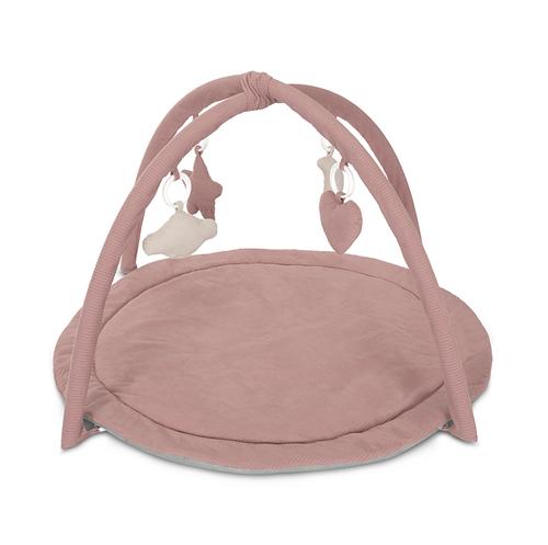 Saltea de activitati pentru bebelusi Lorelli Moments, jucarii textile cu sunet si zornaitoare, 83x83 cm, 0 luni+, Roz