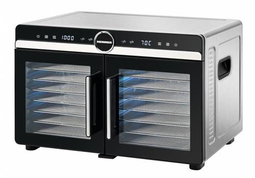 Deshidrator de fructe si legume HEINNER Dualdry Elite HFD-KDDB1400BKSS, 1400 W, 29 L, 16 tavi inox, 2 vati rulouri fructe, 2 tavi grilaj marunt, Timer 30 minute - 48 ore (Inox)