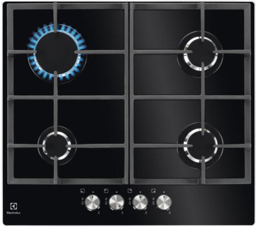 Plita incorporabila Electrolux KGG6426K, Gaz, 4 zone de gatit, Aprindere electrica, 60 cm (Negru)