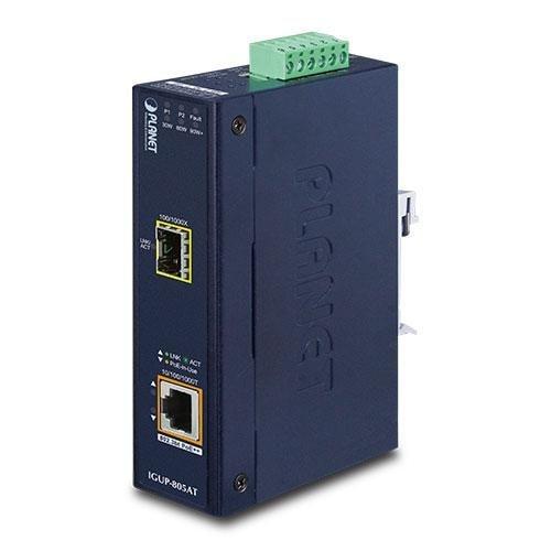 Media converter Planet IGUP-805AT, 1-port 100/1000X, 1-port 10/100/1000T, PoE++, 802.3bt, 10x15x22cm