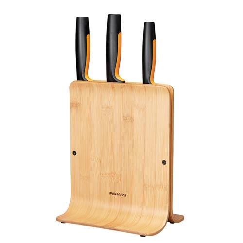 Set 3 cutite Fiskars Functional Form cu suport din bambus