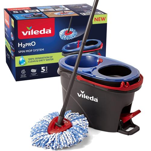 Set mop rotativ Vileda H2prO 178332, 6 l (Gri/Albastru)