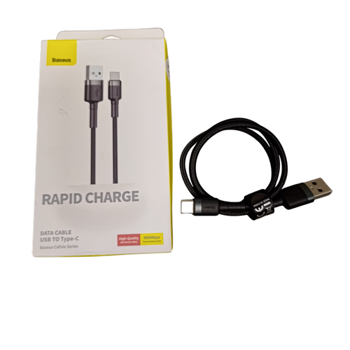 Cablu de Date Baseus Cafule CATKLF-AG1, USB la USB Type-C, 0.5 m, 3A, Negru