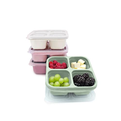 Set 4 caserole silicon Melii, culori asortate Berry, 4 compartimente, 23x18x4.5cm