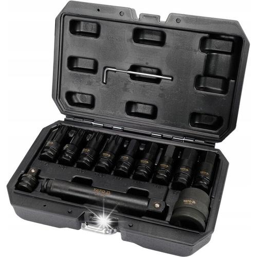 Set chei impact Yato YT-10655, HEX/TORX 3/4'', YATO, 12 piese, CrMo, T70-T100, H14-H22