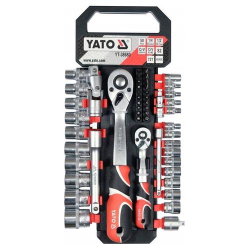 Set chei cu clichet si accesorii 1/4inch; 1/2inch, 51 piese, Yato YT-38680