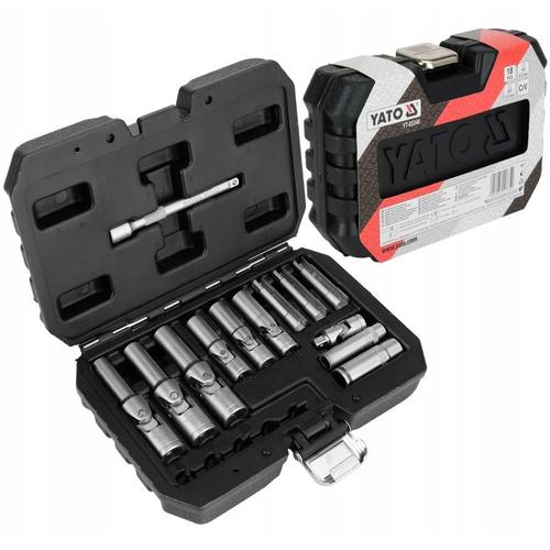 Set chei pentru bujii Yato YT-05346, 18 piese 1/4inch 3/8inch CrV 8-12mm