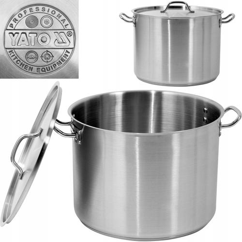 Oala medie cu capac din otel inoxidabil Yato YG-00027, 40x30cm, 37,7l, rezistenta la acizi, potrivita pentru toate tipurile de plite (Inox)