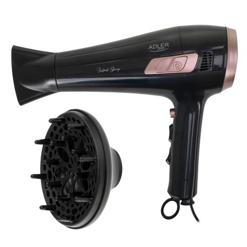 Uscator de par Adler AD 2283, 2400 W, 2 viteze, 3 trepte temperatura (Negru/Roz)
