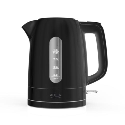 Fierbator de apa Adler AD 1380b, 1 L, 2200 W, Siguranta STRIX, Filtru calcar, Baza rotativa 360 (Negru)