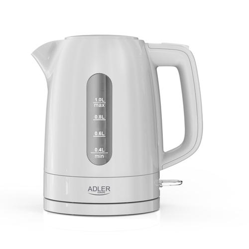 Fierbator de apa Adler AD 1380w, 1 L, 2200 W, Siguranta STRIX, Filtru calcar, Baza rotativa 360 (Alb)