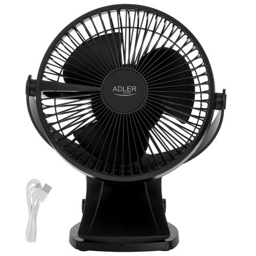 Ventilator de birou/cu cleme Adler AD 7342, 5 W, 3 viteze (Negru)