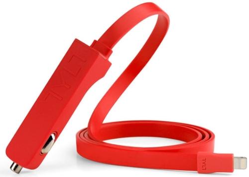 Incarcator Auto Tylt Ribbn, 4.8 Ah, Lightning/1x USB, 1m (Rosu)