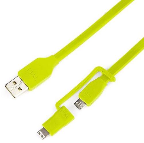 Cablu de date Tylt Flyp-Duo, Lightning/MicroUSB, 0.3m, USB Reversibil (Verde)