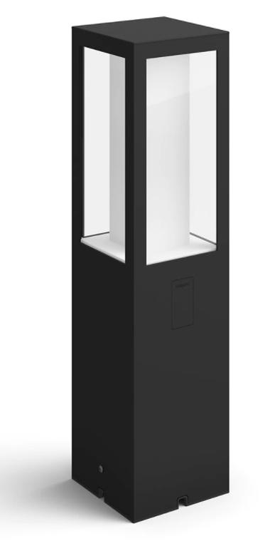 Stalp iluminat exterior LED integrat RGBW Philips HUE Impress, 2x 8W (49W), 24V, IP44, ambianta alba color, temperatura lumina reglabila (2000-6500K), 1200 lumeni, durata de viata 25.000 de ore, material metal/ sticla (Negru)