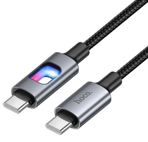 Cablu Date si Incarcare USB-C - USB-C HOCO U144 Led, 60W, 1.2m, Negru