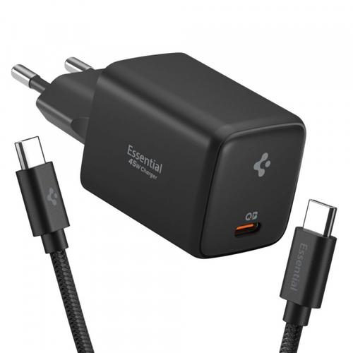 Incarcator Retea Cu Cablu USB-C Spigen EE451EU Essential, 45W, 3A, 1 x USB-C, ACH09474 (Negru)