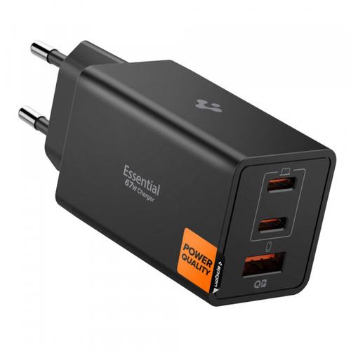 Incarcator Retea Spigen Essential, 67W, 3.25A, 1 x USB-A - 2 x USB-C, ACH09458 (Negru)