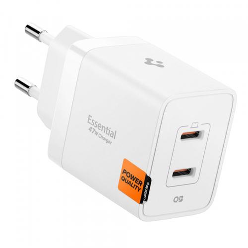 Incarcator Retea Spigen Essential, 47W, 3A, 2 x USB-C, ACH08707 (Alb)