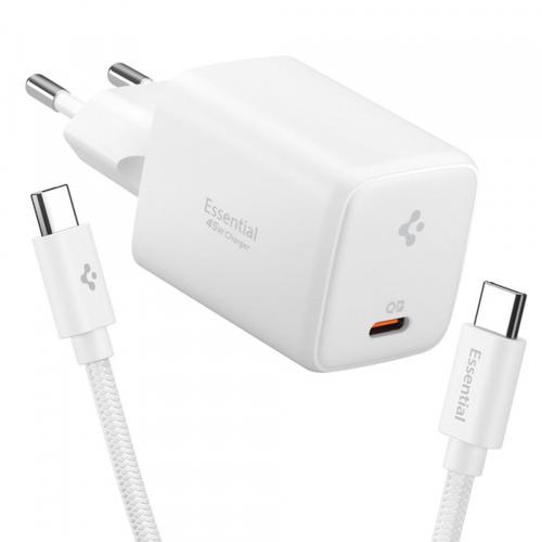 Incarcator Retea Cu Cablu USB-C Spigen EE451EU Essential, 45W, 3A, 1 x USB-C, ACH09473 (Alb)