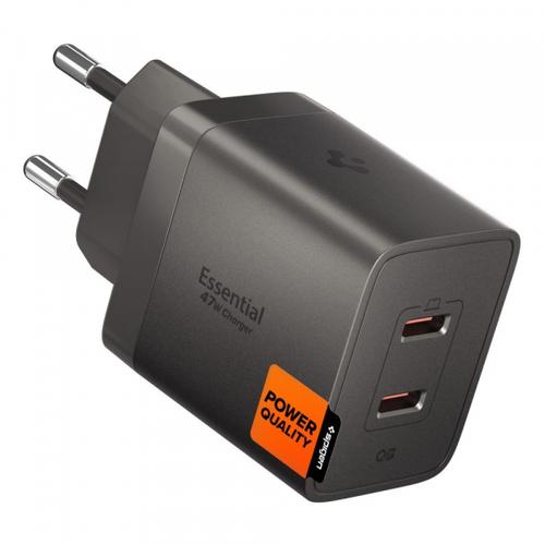 Incarcator Retea Spigen EE472EU Essential, 47W, 3A,  2 x USB-C, ACH10450 (Gri)