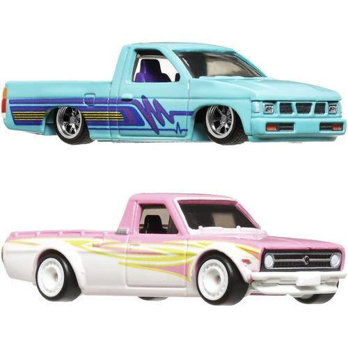 Set 2 masinute metalice Hot Wheels - Datsun Sunny Truck si Nissan Hardbody, 1:64