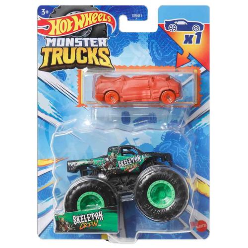 Set 2 masinute Hot Wheels Monster Truck - Skeleton Crew, scara 1:64
